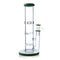 Green Mouthpiece And Bottom Stand 10 Inch Candy Colored Clear Glass Straight Tube Dab Rig