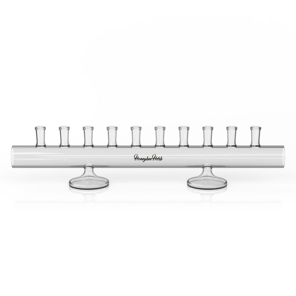 10 Piece Clear Glass Banger Holder Stand Horizontal View