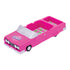  Pink Baked Convertible Ashtray in bright pink, 10 in, angled view with two tray wells and silver windshield.