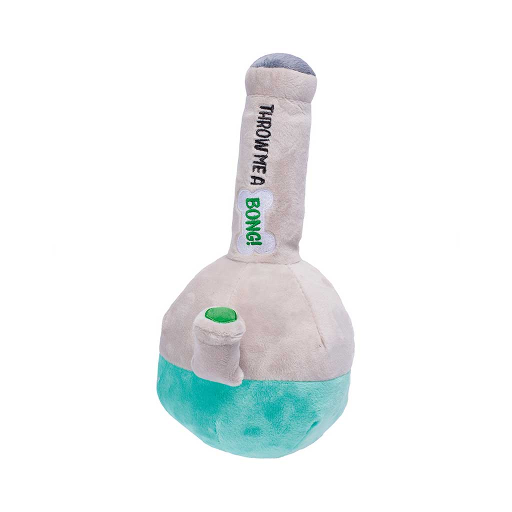 Angled View of 10-Inch Plush Bong Squeaky Dog Toy For Dogs