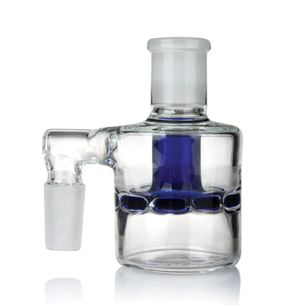 14MM Male 90°-Degree Angle Frosted Joint Glass Shorty Blue Mid Turbine perc Ash Catcher