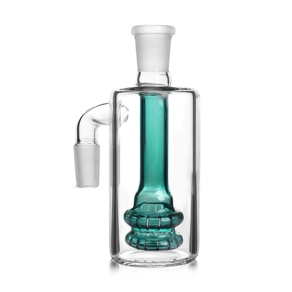 14MM Male 90°-Degree Joint Teal Double-Tier Showerhead Perc Ash Catcher