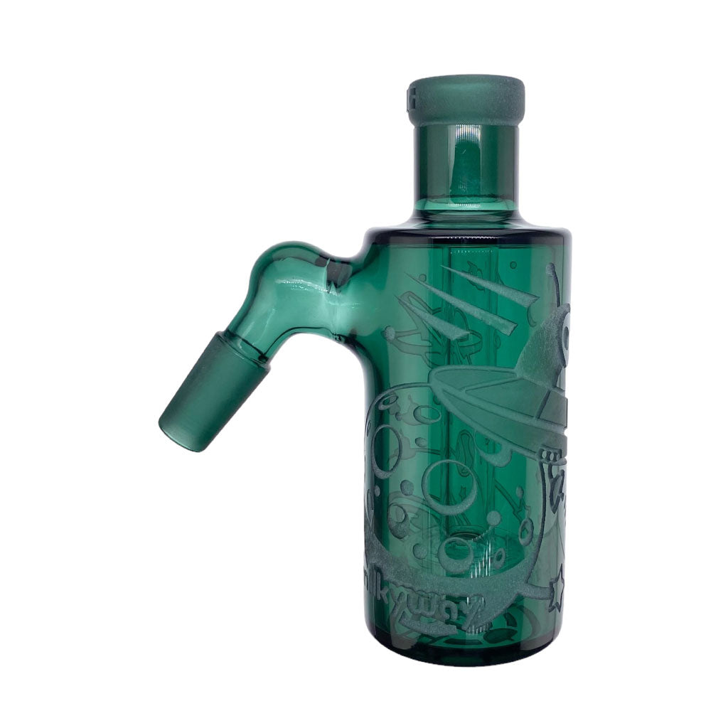 14MM 45°-Degree Male Teal Glass Space Odyssey Wet Ash Catcher
