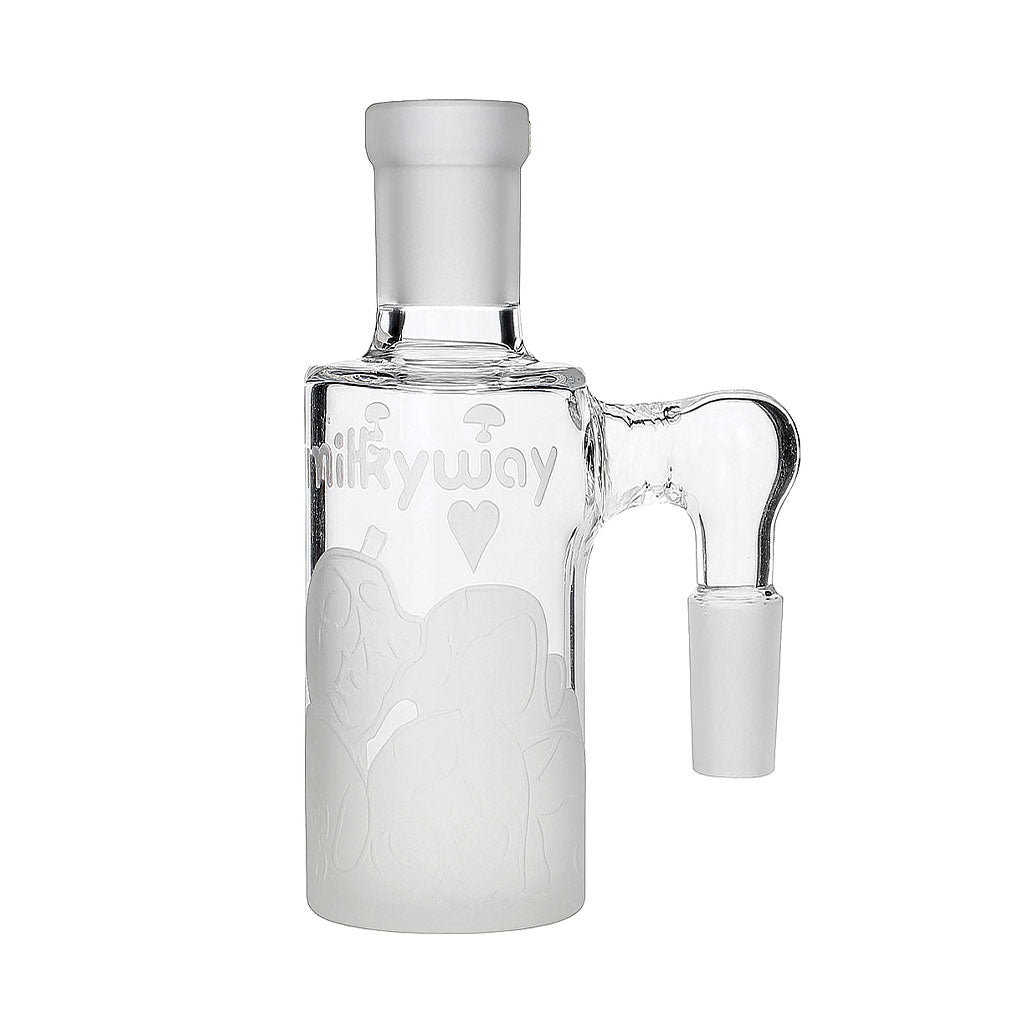 Milkyway 14MM 90°-Degree Clear Glass Emperor's Legacy Wet Ash Catcher Available At Honeybee Herb Buzz Shop