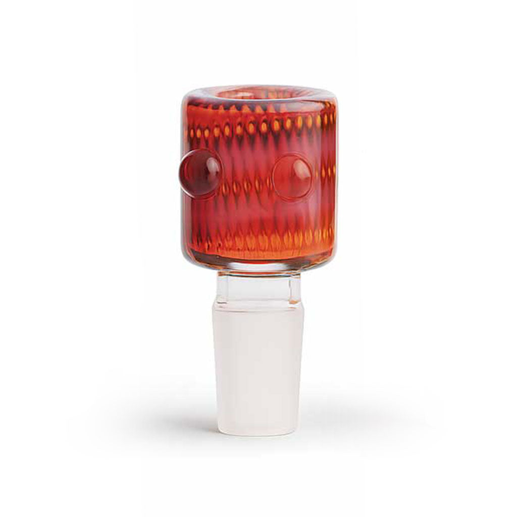 14MM silver fumed red glass bong bowl with two grip marbles and frosted joint, thick glass slide