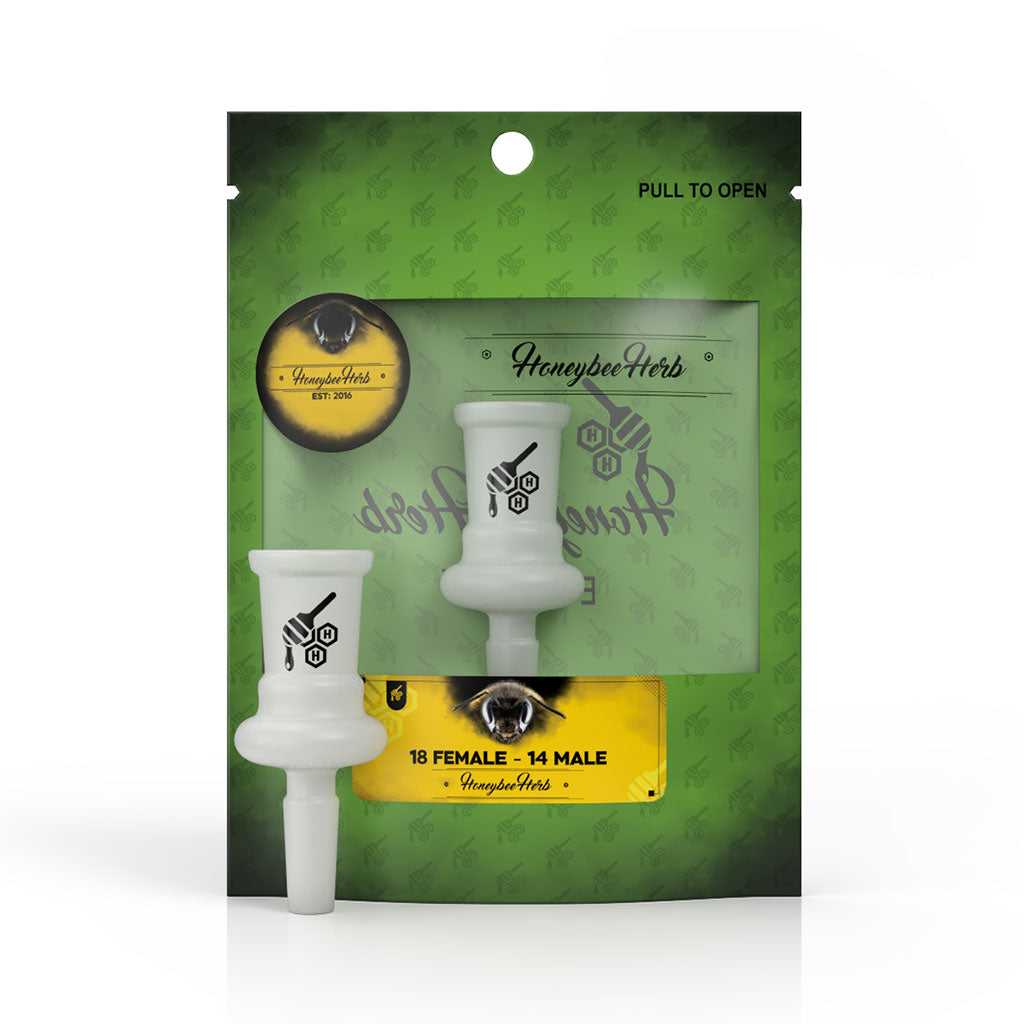 White Glass 18MM Female To 14MM Male Joint Adaptor