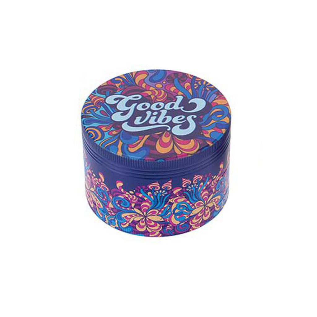  2.5-Inch Good Vibes Wacky Grinder Purple Herb Grinder With Kief Catcher