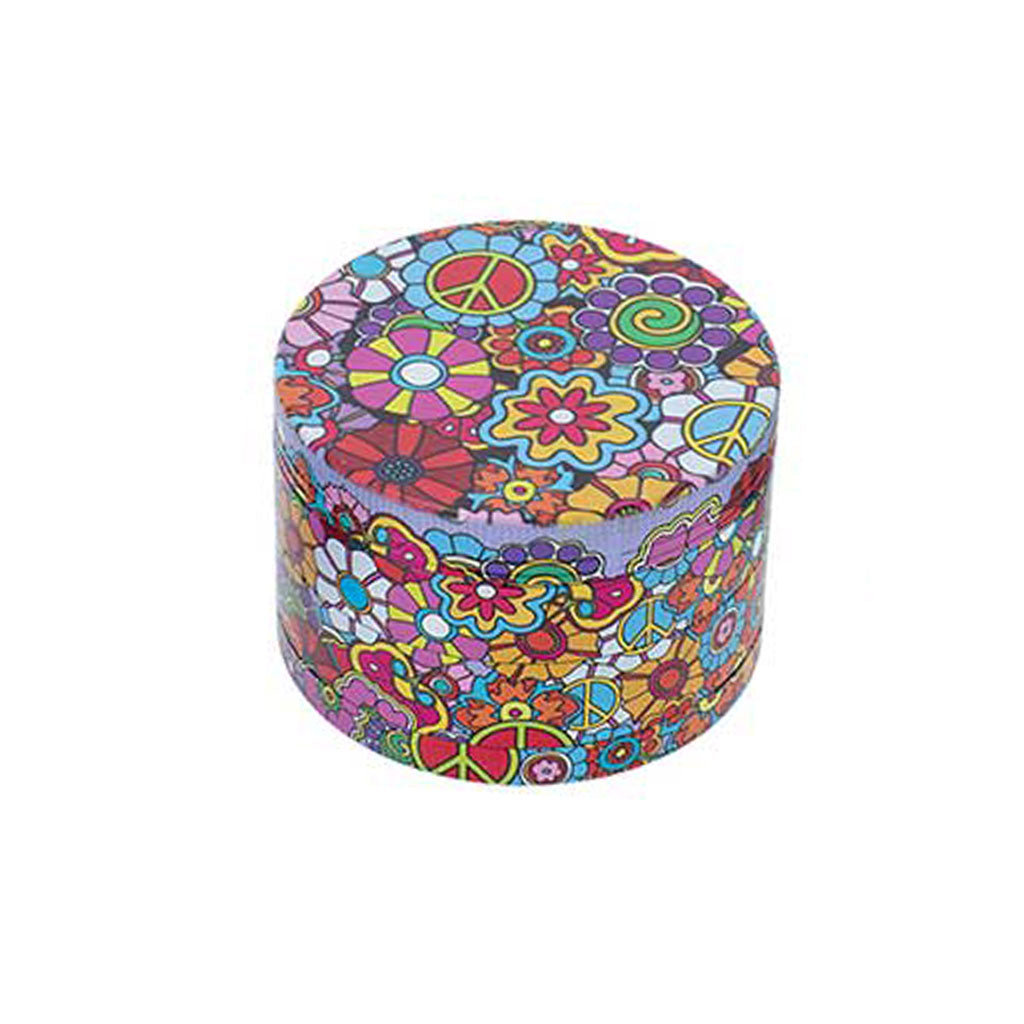 2.5-Inch Hippie Love Wacky Grinder Colorful Design Herb Grinder With Kief Catcher 