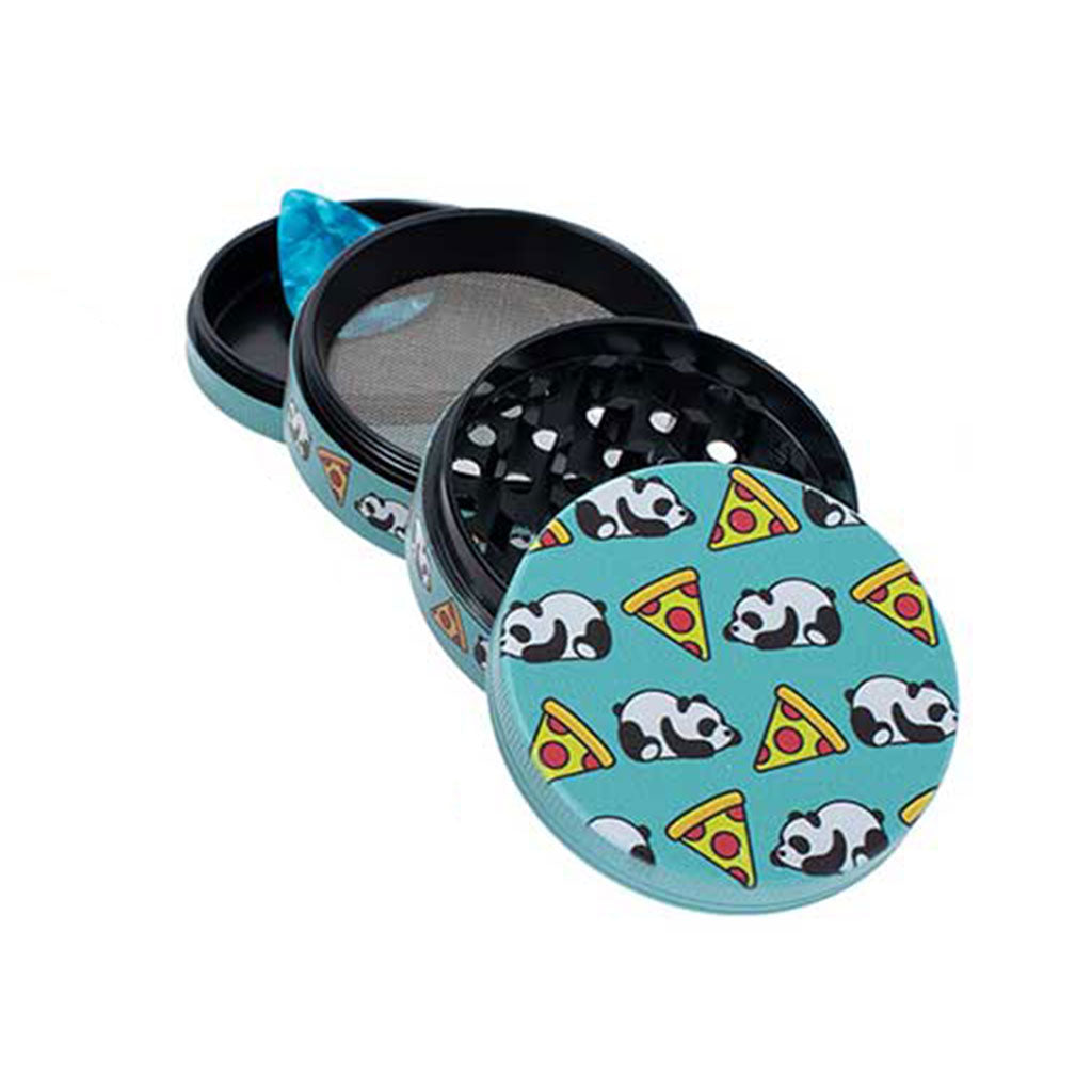 Panda Pizza 2.5-Inch Wacky Grinder 4 Piece Herb Grinder With Kief Catcher