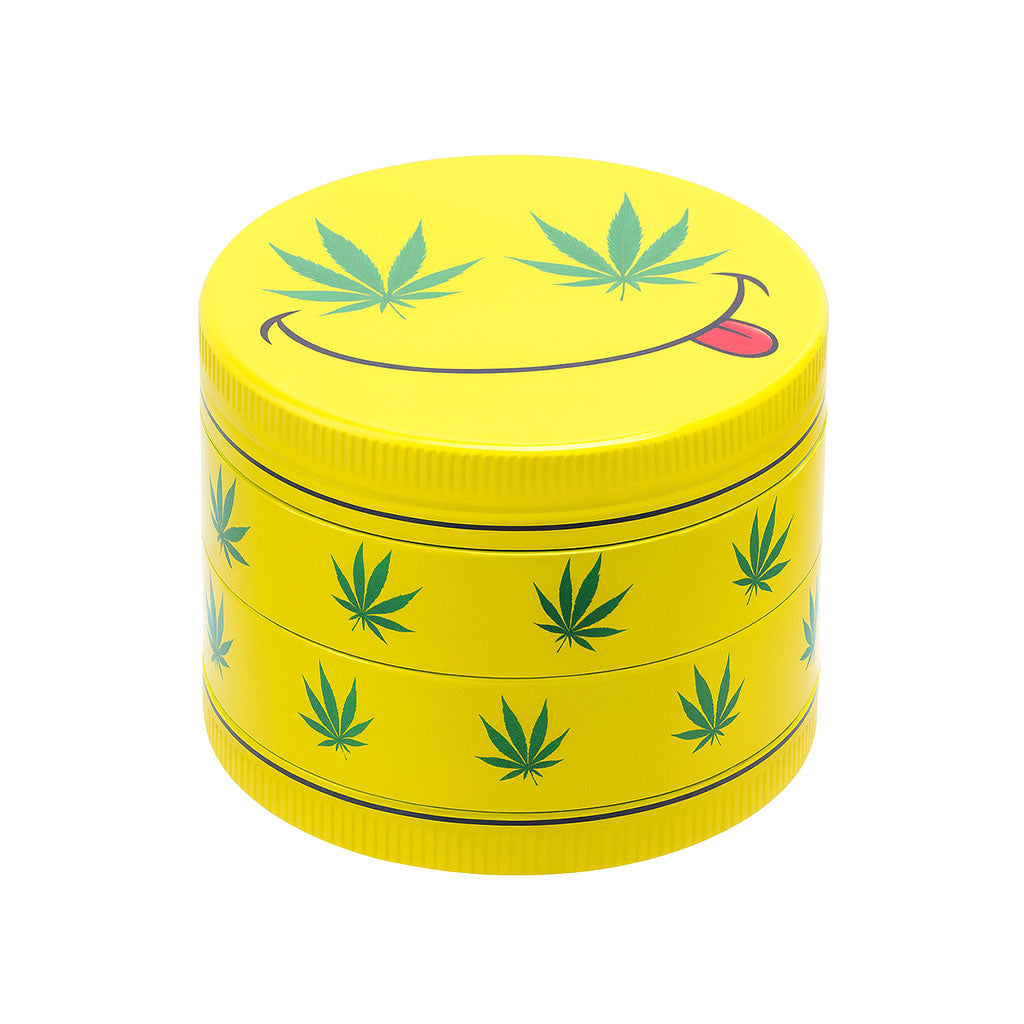  2-Inch Yellow Pot Smile Wacky Grinder Available At Honeybee Herb 