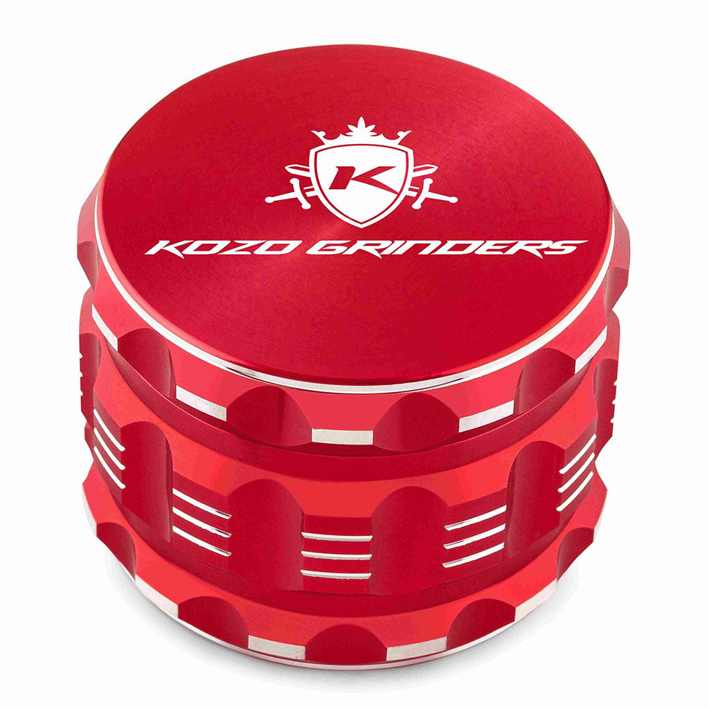 2.5 Inch Red Kozo Sharp Teeth Herb Grinder At Honeybee Herb Buzz Shop 