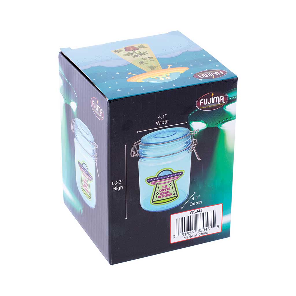 22oz blue ufo glass jar packaging dimensions