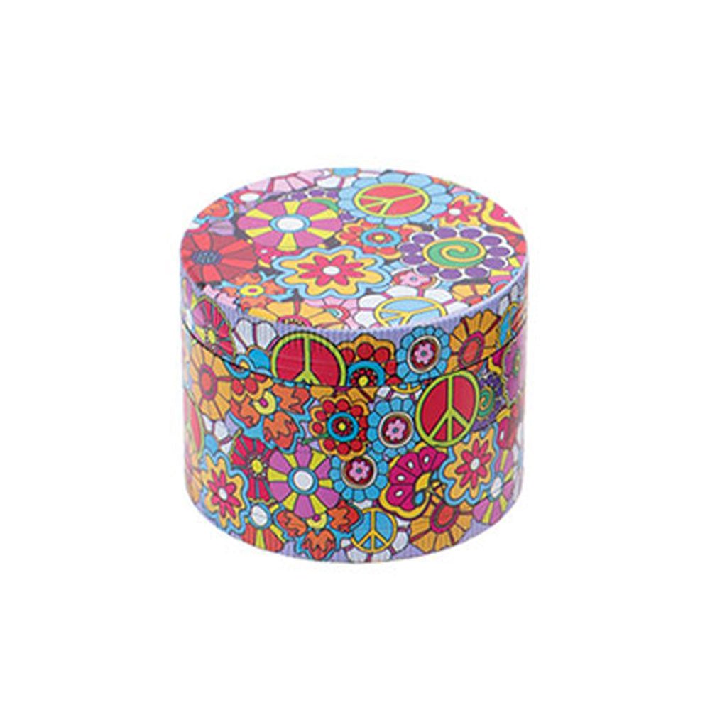 2-Inch Hippie Love Wacky Grinder Colorful Design Herb Grinder With Kief Catcher