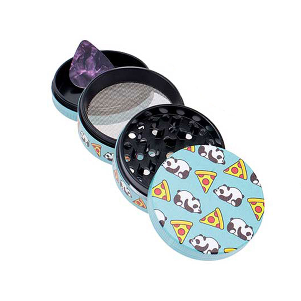 Panda Pizza 2-Inch Wacky Grinder 4 Piece Herb Grinder With Kief Catcher 