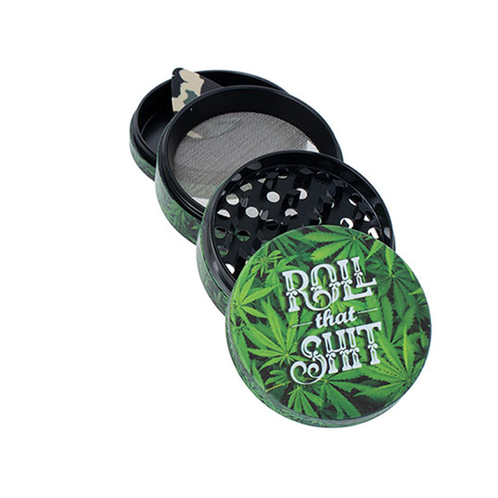 Roll That Shit 2-Inch Wacky Grinder 4 Piece Herb Grinder With Scraper Tool 