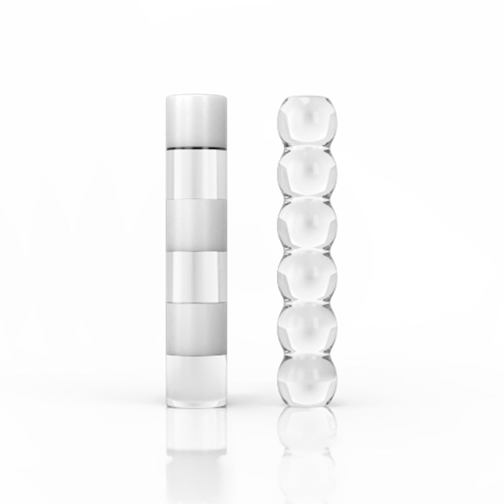 6mm OD And 30mm Length Various Design 2PCK Quartz Opaque Zebra & Bubble Pillars Actual Product View