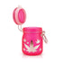 3.5-Inch Airtight Pink Glass Silver Leaves Stash Jar Fully Open Lid
