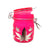 3.5-Inch Airtight Pink Glass Silver Leaves Stash Jar Partial Open Lid 