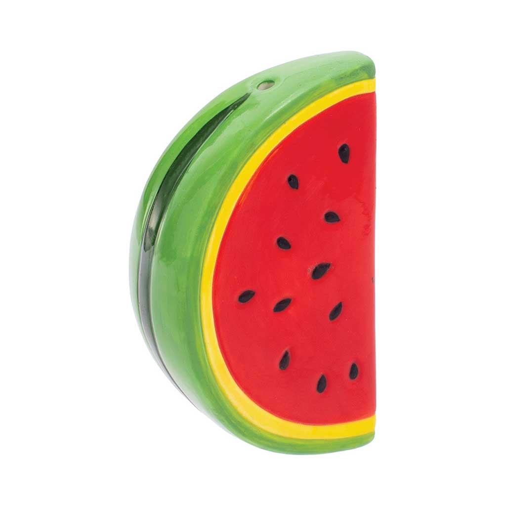 Side View Of Watermelon Slice Ceramic Hand Pipe Shaped Like A Watermelon Slice