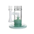 Close-up of green Hittn straight tube base and showerhead perc; order today for smooth, filtered hits. 