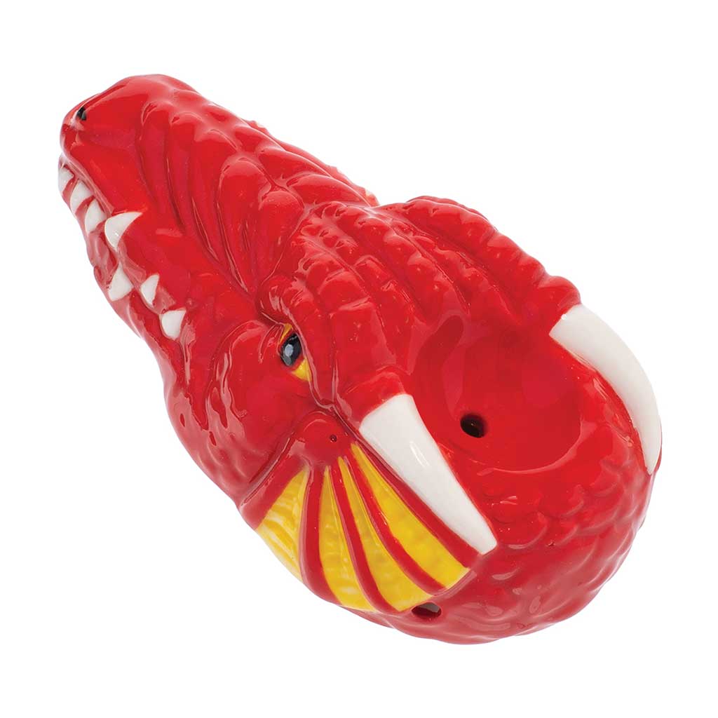 ront view with top bowl—order now at Honeybee Herb.Shop red dragon ceramic hand pipe, 