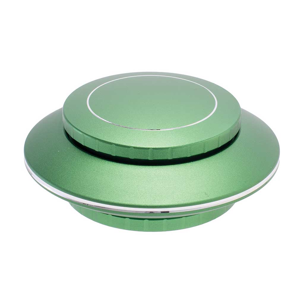 Green UFO Grinder 3 Inch Closed View with Sleek UFO-Inspired Design Available At Honeybee Herb Buzz Shop 