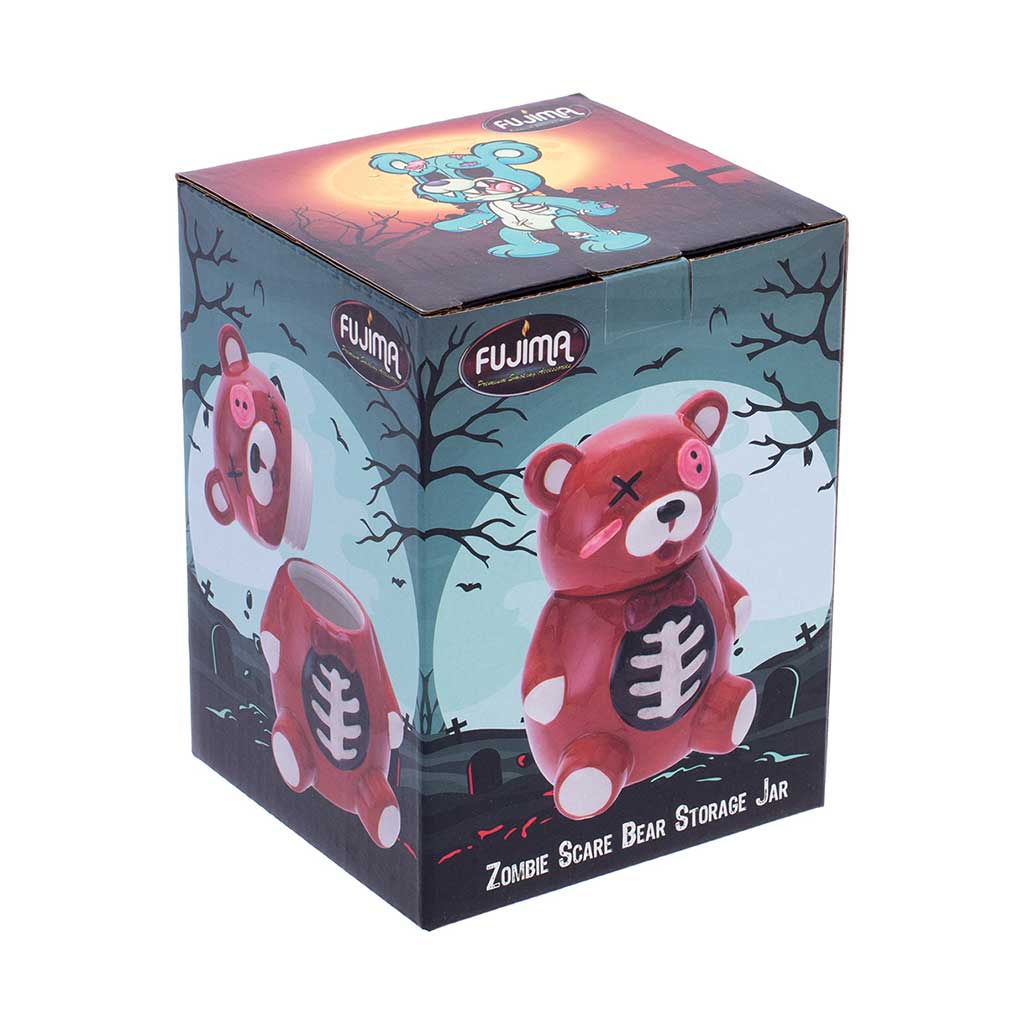  Retail box for the Fujima 4.5-inch Zombie Scare Bear ceramic storage jar with spooky artwork