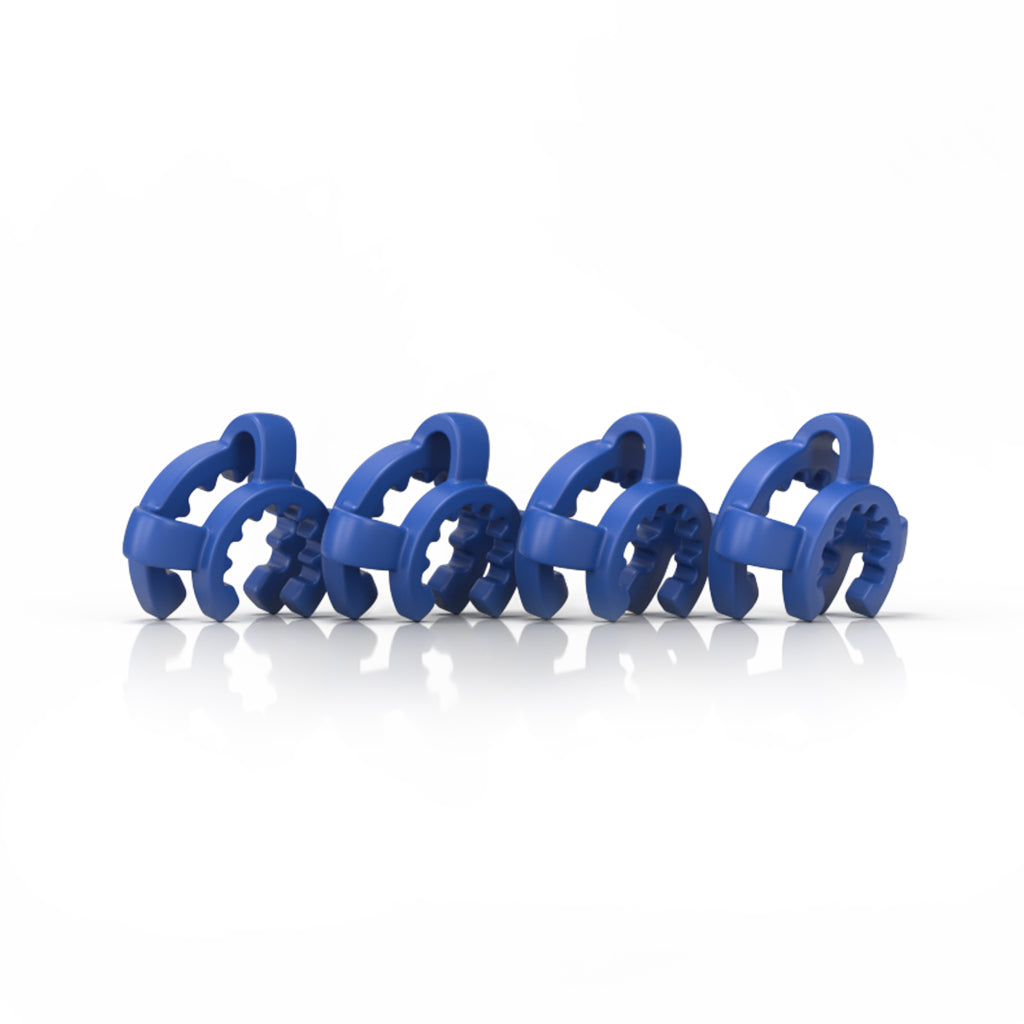 A 4 Pack Of Blue Keck Clips For Connecting Strongly Rigs, Bong Joints With Bowls And Bangers  