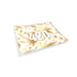 Medium gold 420 glass rolling tray with leaf pattern, angled view; shatter-resistant glass with raised rim