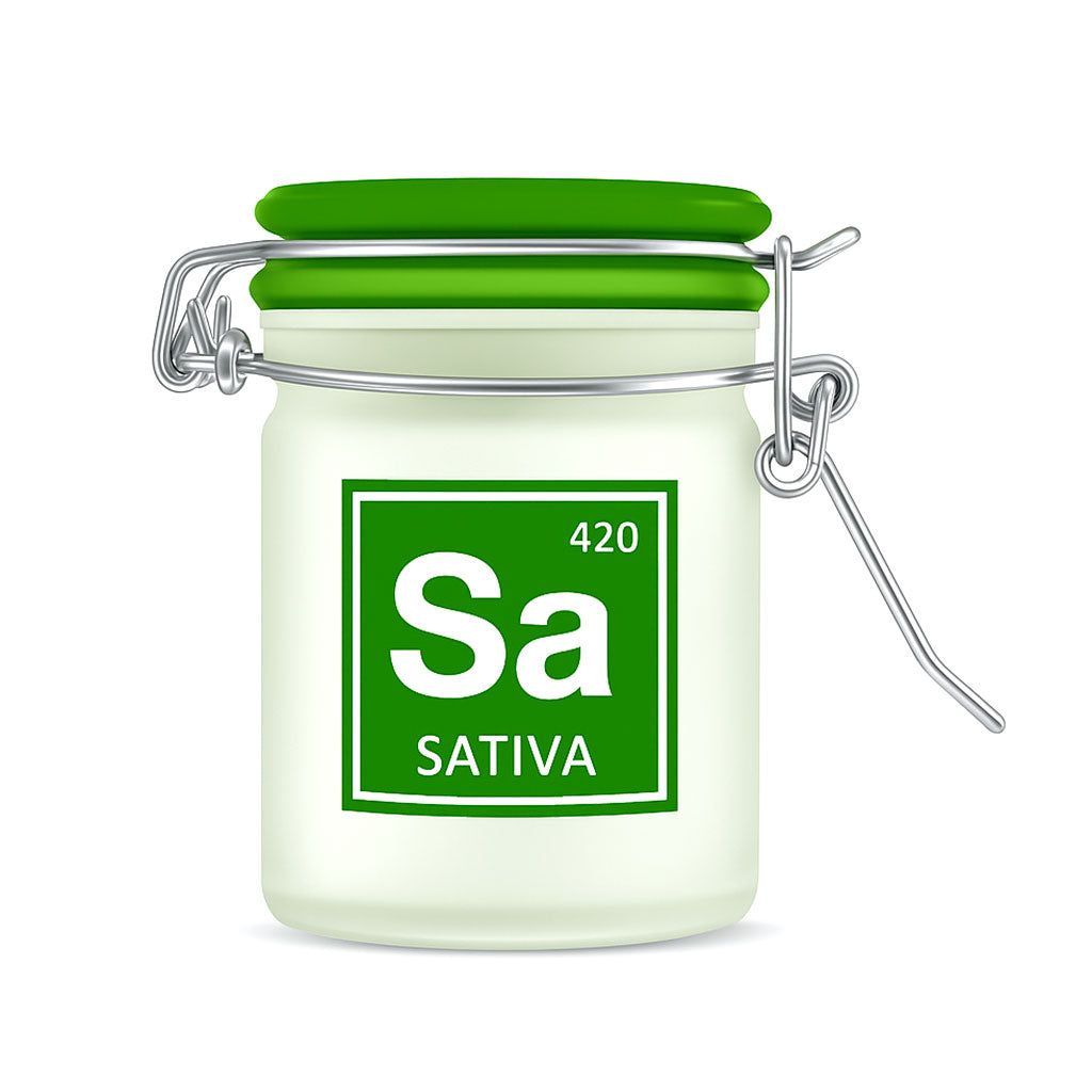 Ted Miller Innovations 420 Sativa Periodic Symbol Airtight Storage Jar