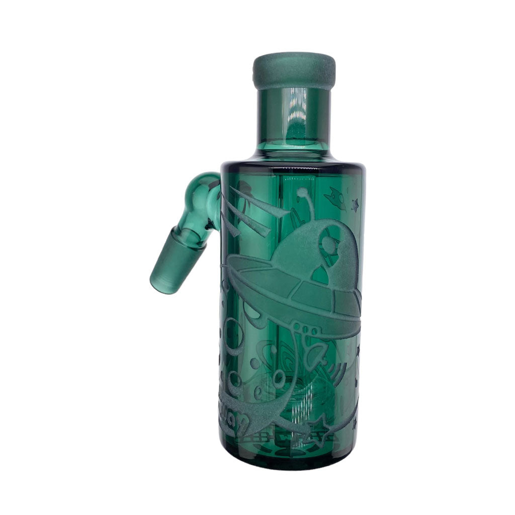 45°-Degree Male Teal Glass Space Odyssey Wet Ash Catcher Available At Honeybee Herb