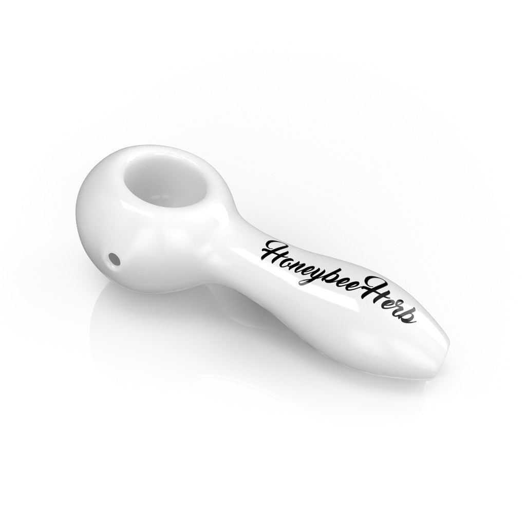 4-Inch White Original Hand Pipe Spoon Product View By Honeybee Herb
