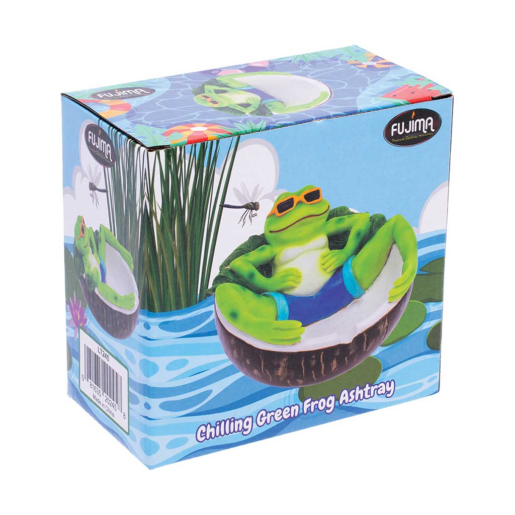 Retail box for the Fujima Chilling Green Frog ashtray at Honeybee Herb