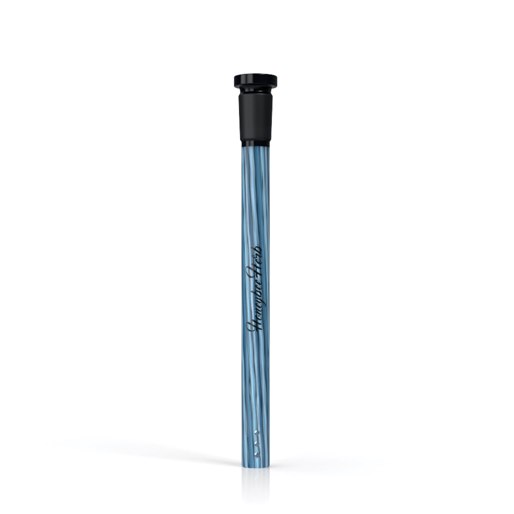 Honeybee Herb 5.5-inch Blue 18mm Ground Joint & 14mm ID Female Joint Candy Stripped Downstem V1 Clear View