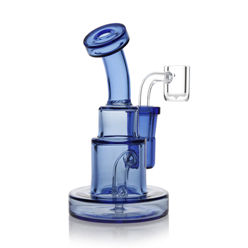 Blue Translucent Glass Thick Base 5.5 Inch Dab Rig With Banger