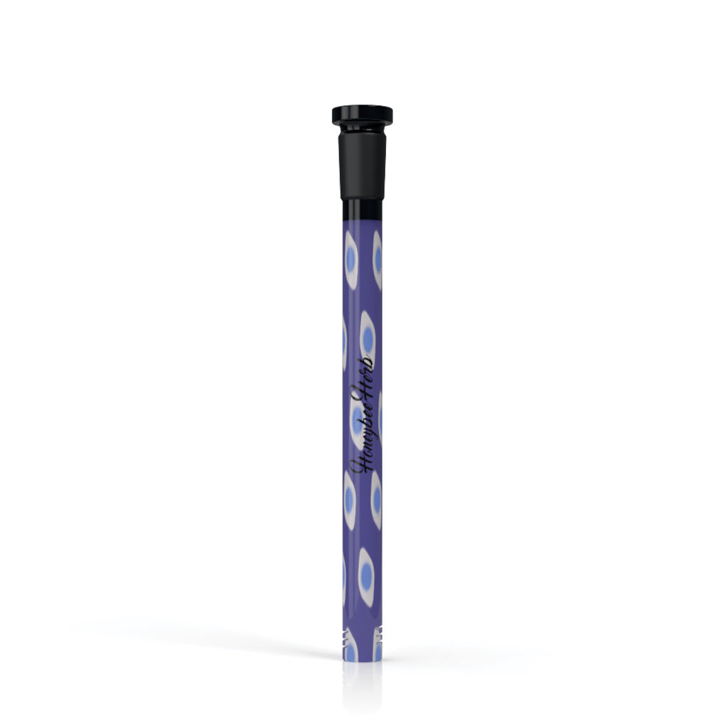 Honeybee Herb 5.5-inch Purple 18mm Ground Joint & 14mm ID Female Joint Spotted Bead Downstem V10 Clear View