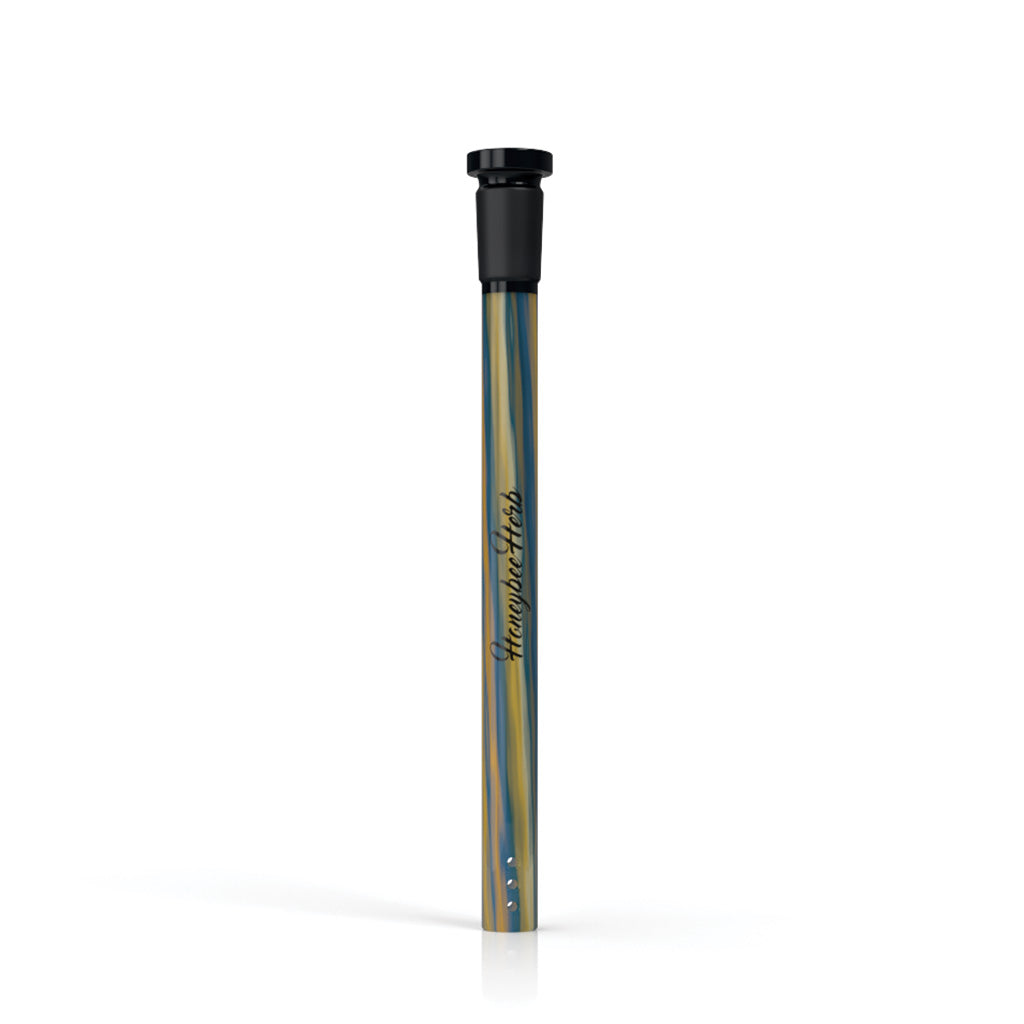 Honeybee Herb 5.5-inch Yellow-Blue 18mm Ground Joint & 14mm ID Female Joint Candy Stripped Downstem V1 Clear View