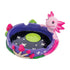 Angled view of the Pink Axolotl Star & Mushroom Ashtray showing purple rim and starry black base