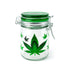 5 Oz. Airtight Glass Green Pot Leaf Medium Storage Container at Honeybee Herb
