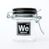 Airtight glass storage jar with 5 Oz. Medium Weed Periodic Symbol design by Ted Miller Innovations