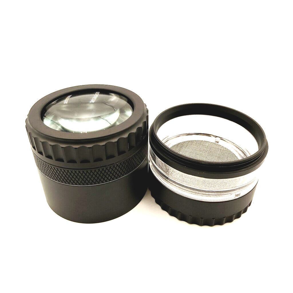 GRINDER WITH MAGNIFYING LID