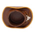 Top view of the brown cowboy hat ashtray showing a deep bowl and three notch rests
