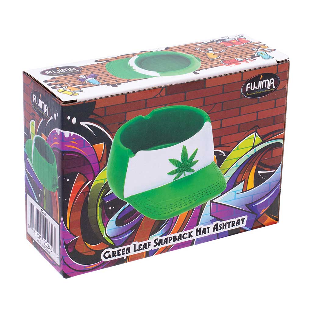 Retail box for the Green Leaf Snapback Hat Ashtray by Fujima available at Honeybee Herb 