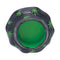 Top view of the black bucket hat ashtray with a green interior and raised leaf details.