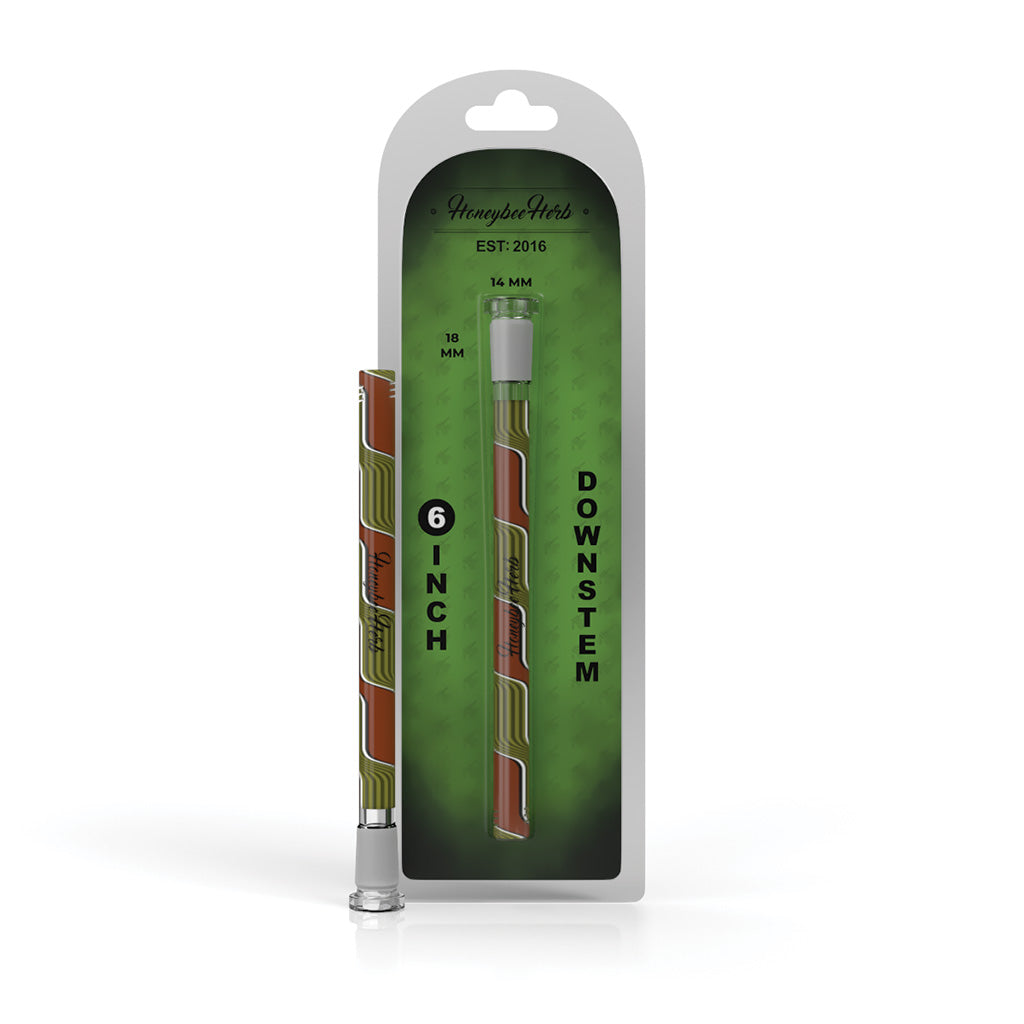 6-inch Orange-Green 18mm Ground Joint & 14mm Inside Diameter Female Joint Chromatic Stripe Glass Diffused Downstem V9