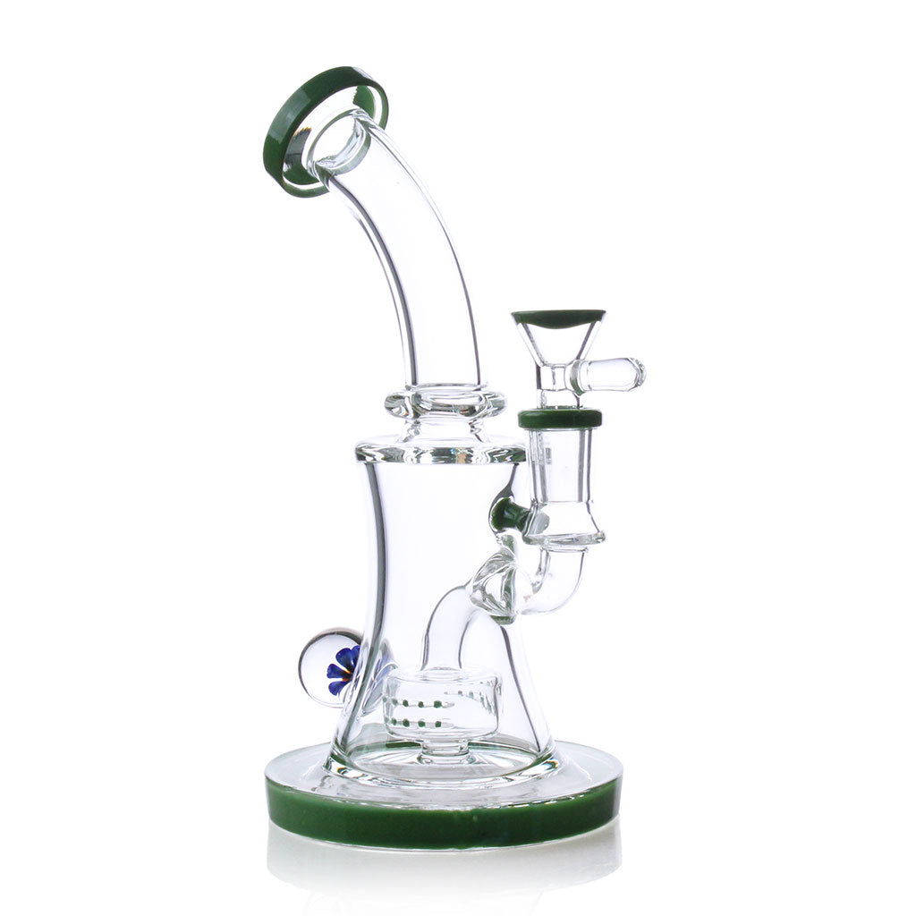 Green Glass Mouthpiece And Bottom Stand 7 Inch Candy Honeycomb Perc Dab Rig