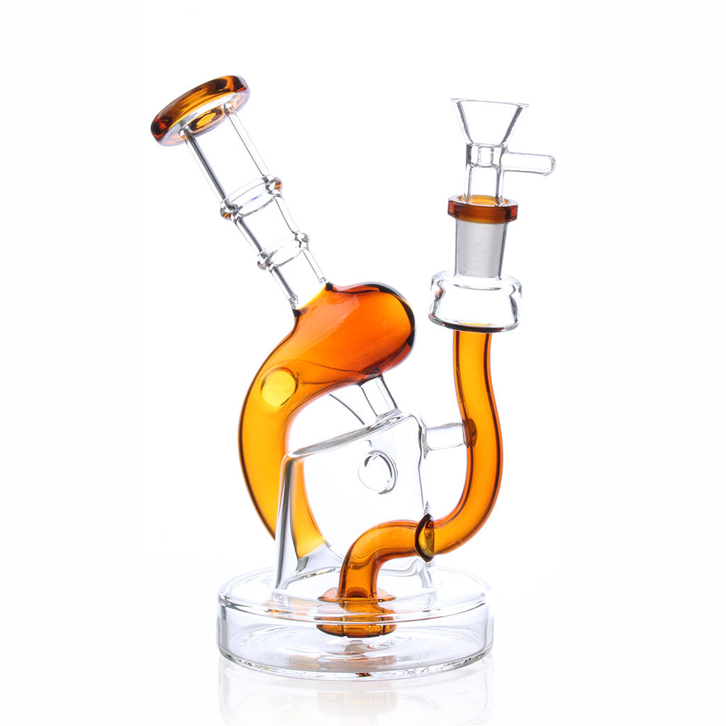 7 Inch Showerhead Perc Semi Recycler Amber Borosilicate Glass Dab Rig