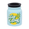 Light blue Toke It Easy ceramic stash jar with a black screw lid, 8 oz capacity
