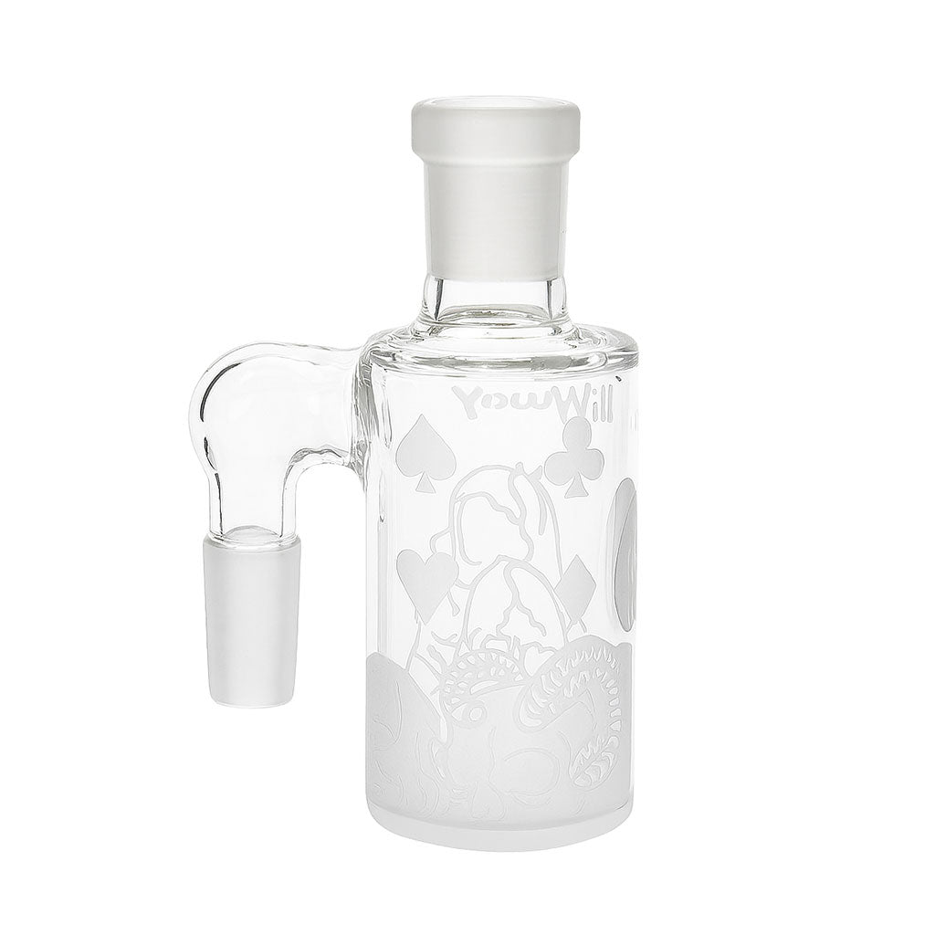Milkyway 90°-Degree Clear Glass Emperor's Legacy Wet Ash Catcher Available At Honeybee Herb Buzz Shop