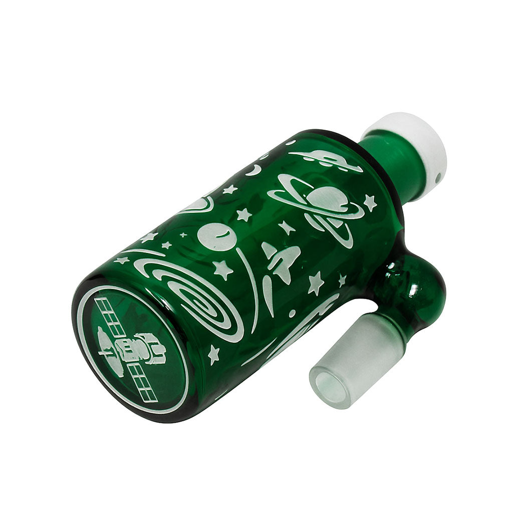 90°-Degree Male Teal Glass Space Odyssey Wet Ash Catcher Horizontal View Available At Honeybee Herb